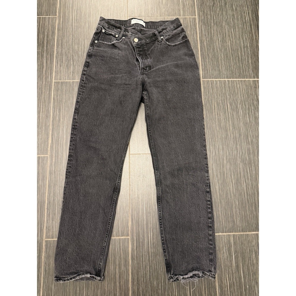 Abercrombie & Fitch Jeans Womens 27/4 Dad High Rise Crossover Button Fly Black